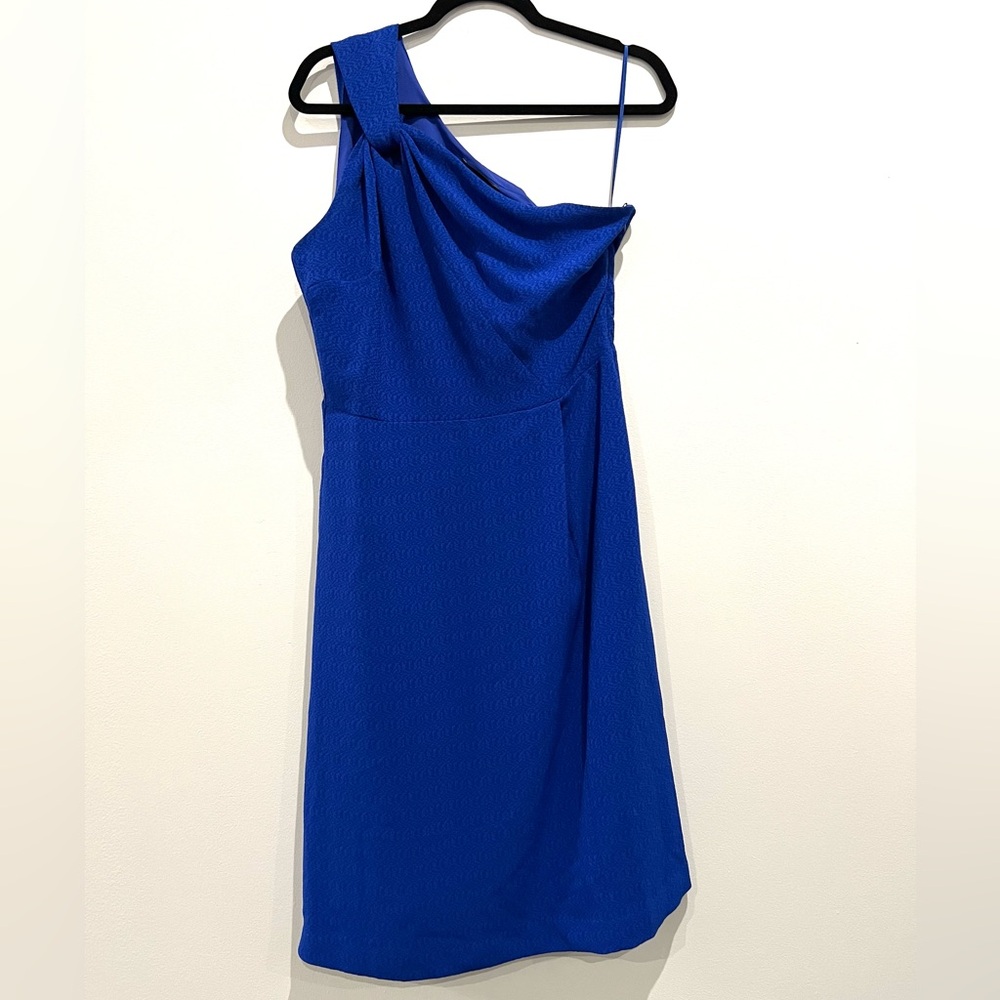 Banana Republic One Shoulder Roman Knee Length Dress Size 8 Royal Blue